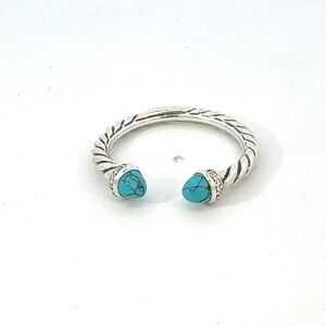 David Yurman Turquoise Diamond Ring Size 8 Sterling Silver Estate DY668